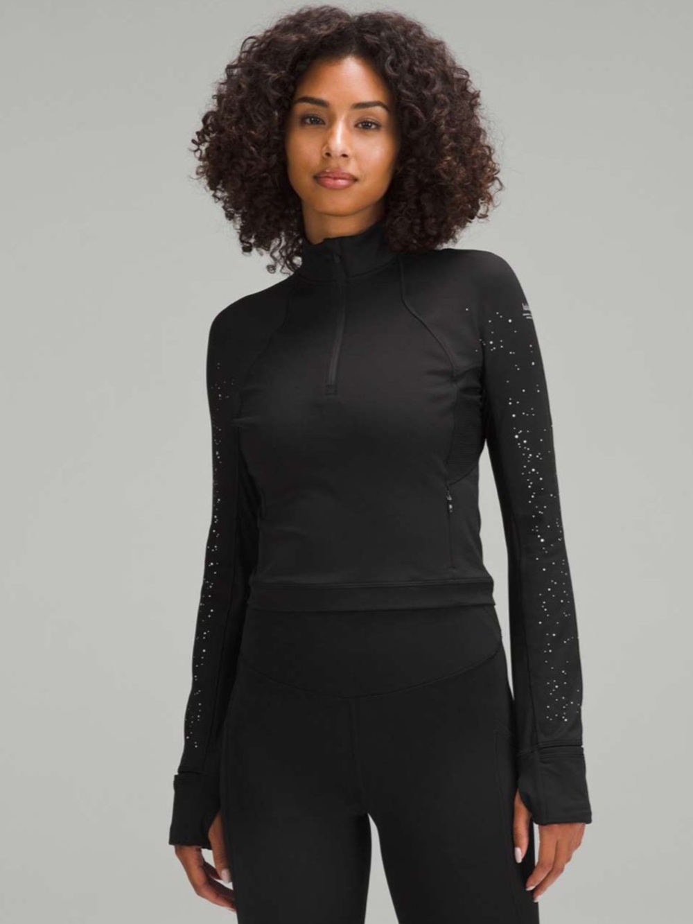 Lululemon Its Rulu Run Reflective Half Zip - Black 10 Paint Spatter Reflective
